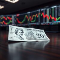 British Pound sterling banknote in a financial trading environment representing GBP resilience