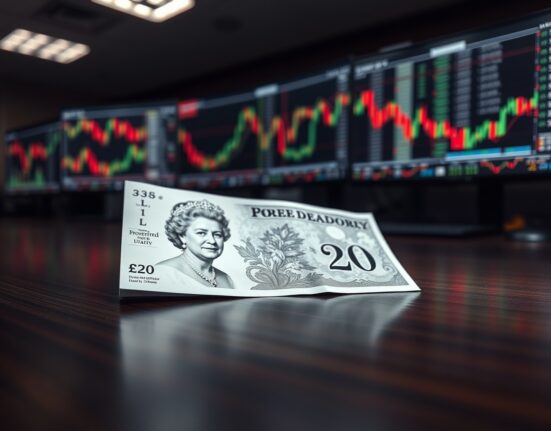 British Pound sterling banknote in a financial trading environment representing GBP resilience analysis.