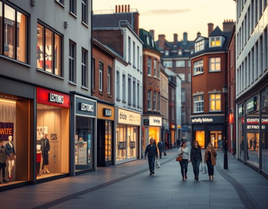 GBP retail sales analysis showing modern UK shopping district economic activity