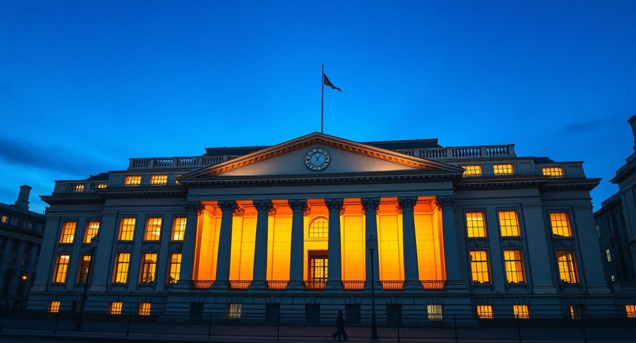 Bank of England building representing monetary policy focus amid GBP stabilization
