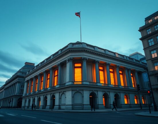 Bank of England building representing monetary policy decisions affecting GBP value
