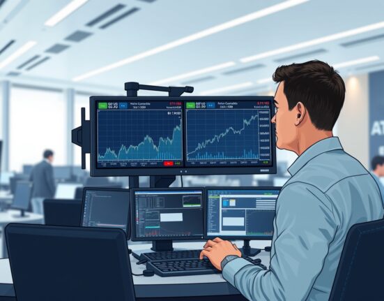 Forex trader analyzing GBP/USD surge past 1.3450 on trading monitors