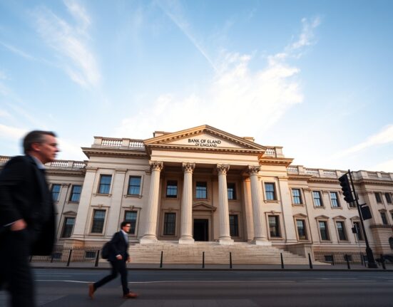 Bank of England building in London during monetary policy uncertainty affecting GBP/USD exchange rate.