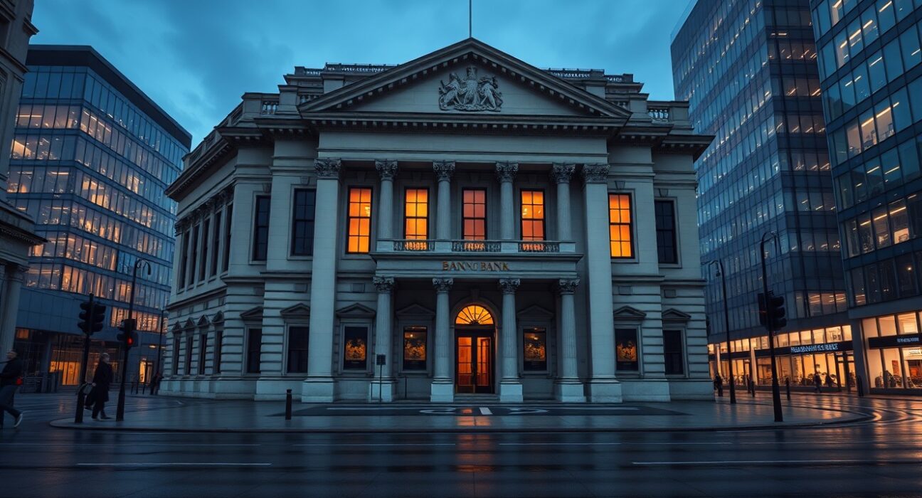 Bank of England building representing hawkish monetary policy supporting GBP/USD exchange rate