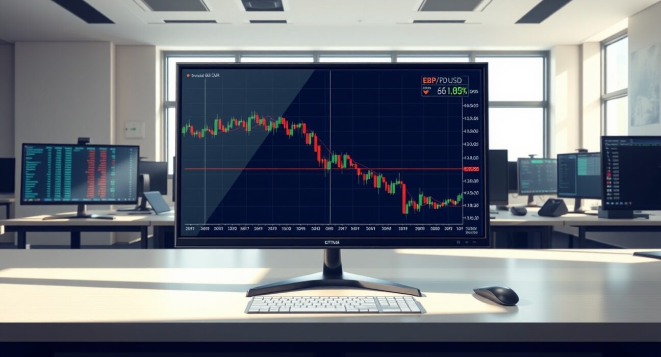 GBP/USD price chart analysis showing cable decline on forex trading desk