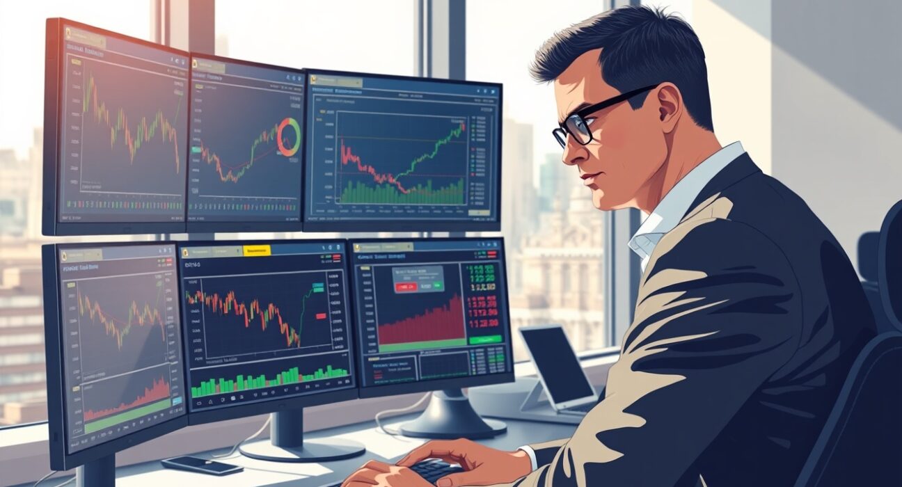 Forex analyst monitoring GBP/USD charts and economic data during critical trading week