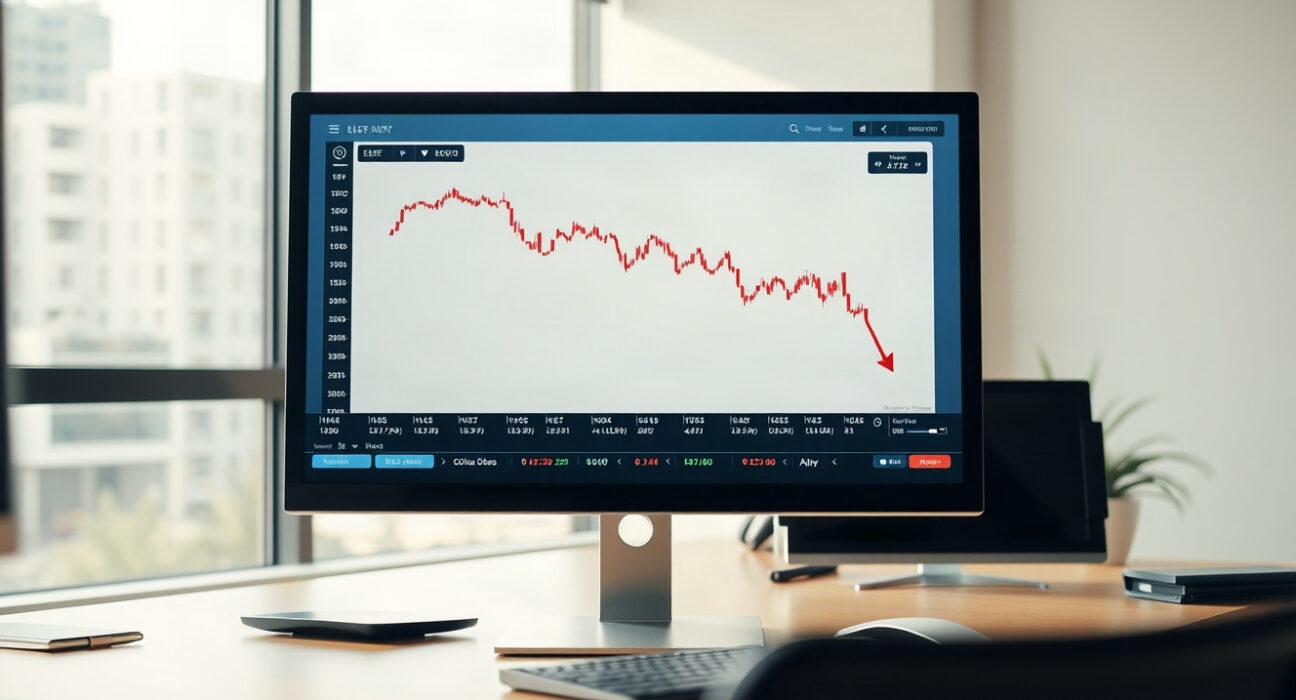 GBP/USD currency chart showing decline below 1.3550 on a trading screen