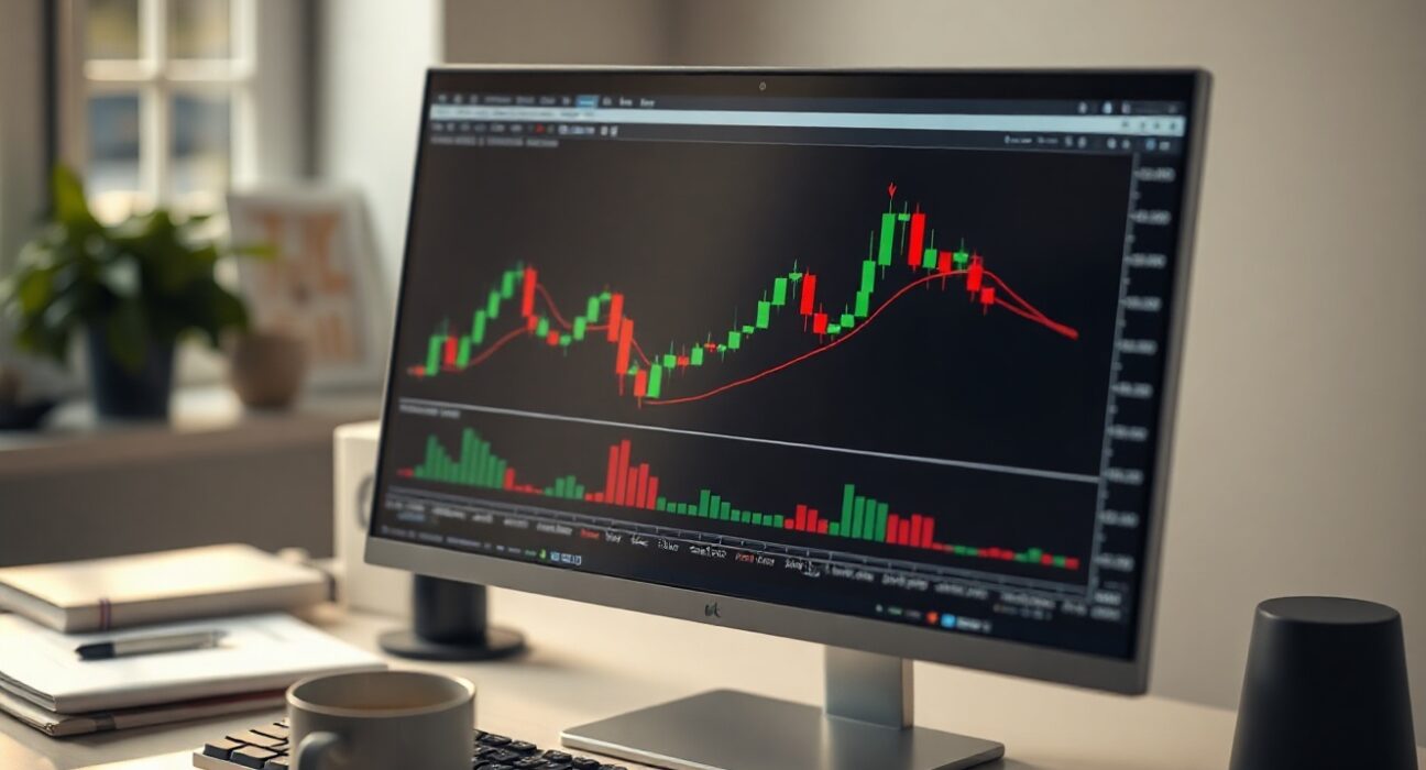 GBP/USD chart showing descending triangle breakout on trading screen