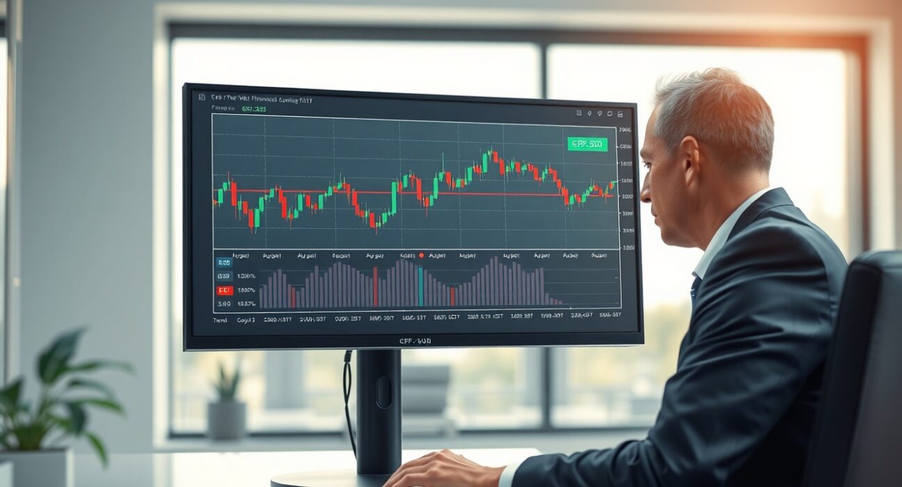 Financial analyst reviewing GBP/USD technical chart showing key 1.3305 level.