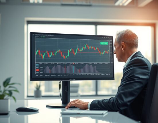 Financial analyst reviewing GBP/USD technical chart showing key 1.3305 level.