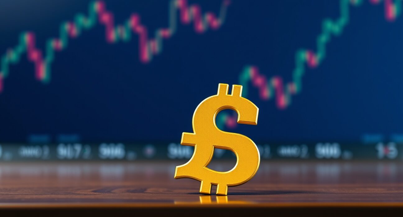 GBP/USD falls as US Dollar strengthens ahead of Fed interest rate decision, showing currency symbols on financial charts.