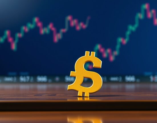 GBP/USD falls as US Dollar strengthens ahead of Fed interest rate decision, showing currency symbols on financial charts.