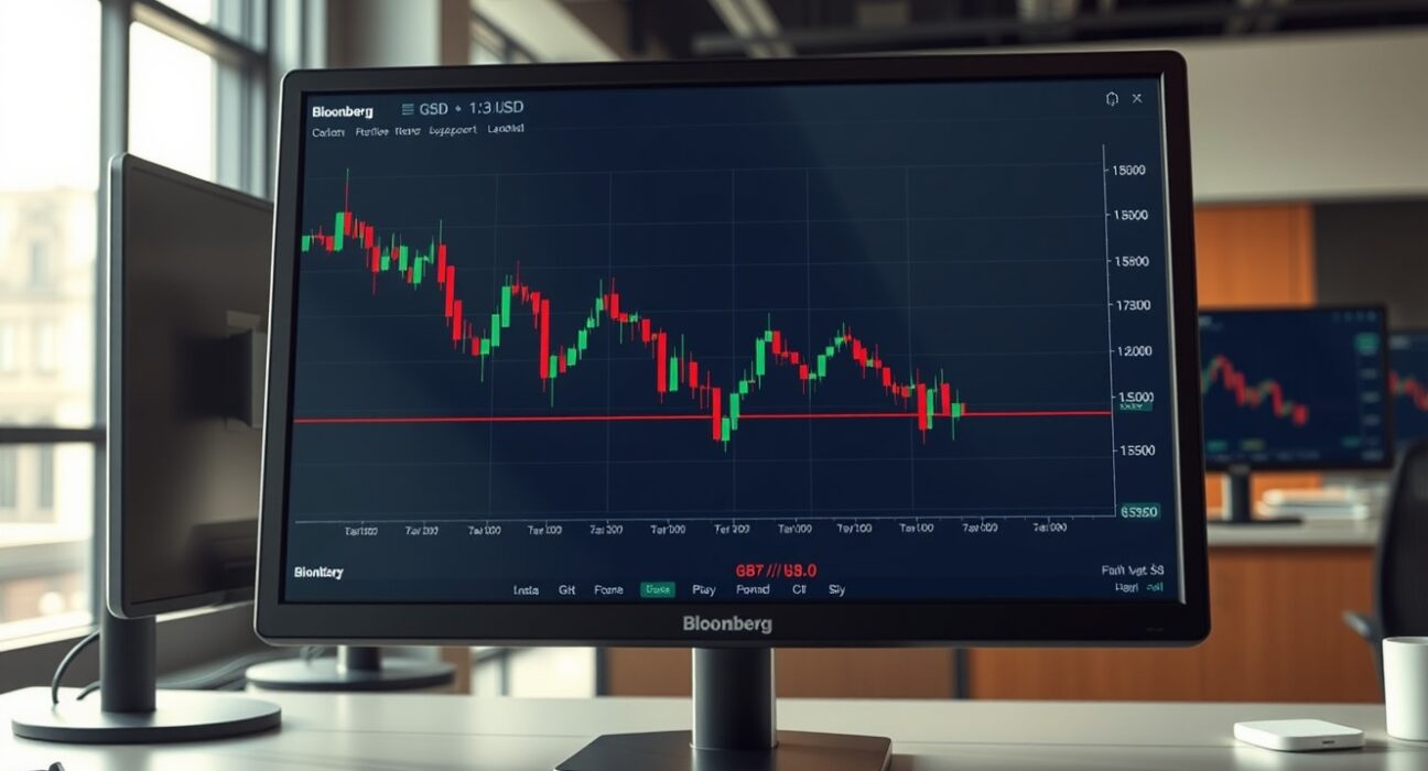 GBP/USD forecast analysis showing the currency pair's chart testing key support at 1.3500 on a trading terminal.
