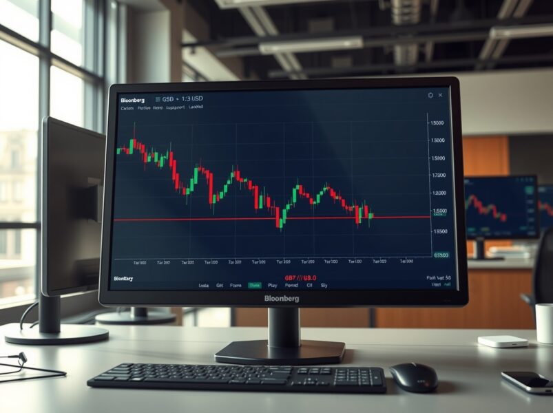 GBP/USD forecast analysis showing the currency pair's chart testing key support at 1.3500 on a trading terminal.