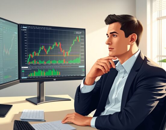 Forex trader analyzing GBP/USD price chart showing movement around the 1.3200 level.