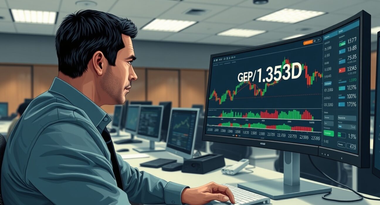 GBP/USD forex chart analysis on a trading terminal showing price holding above 1.3300.
