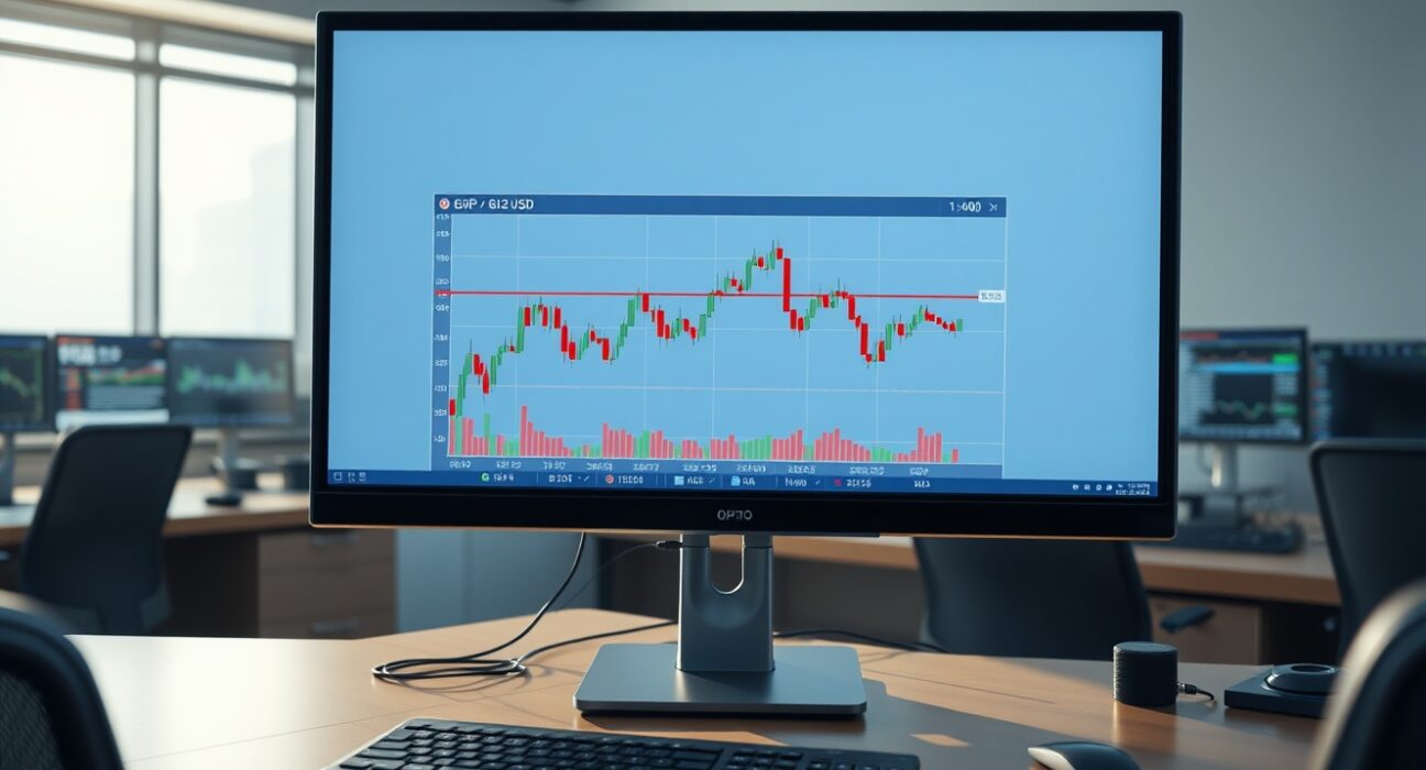 GBP/USD forex chart holding at 1.34 ahead of critical UK inflation data impacting Bank of England policy.