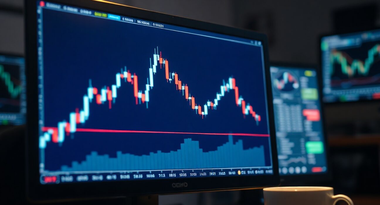 GBP/USD price chart showing an upward trend on a trading screen