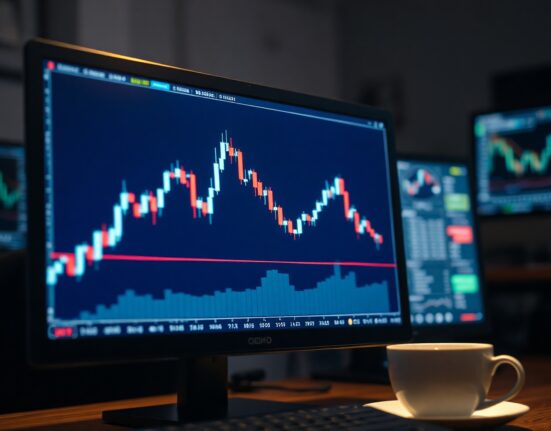 GBP/USD price chart showing an upward trend on a trading screen