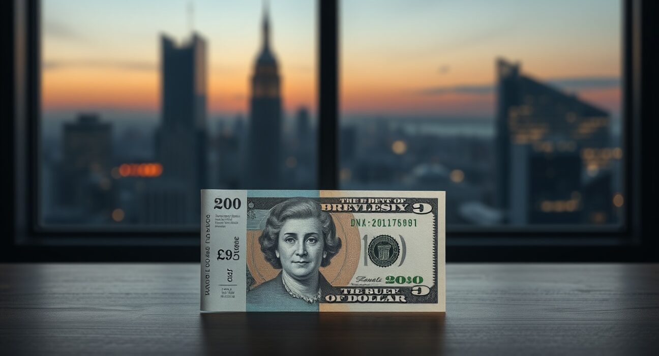 British Pound and US Dollar banknotes on a desk, representing the GBP/USD currency pair