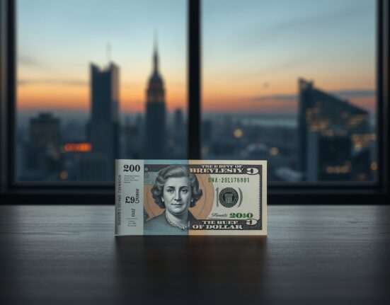 British Pound and US Dollar banknotes on a desk, representing the GBP/USD currency pair