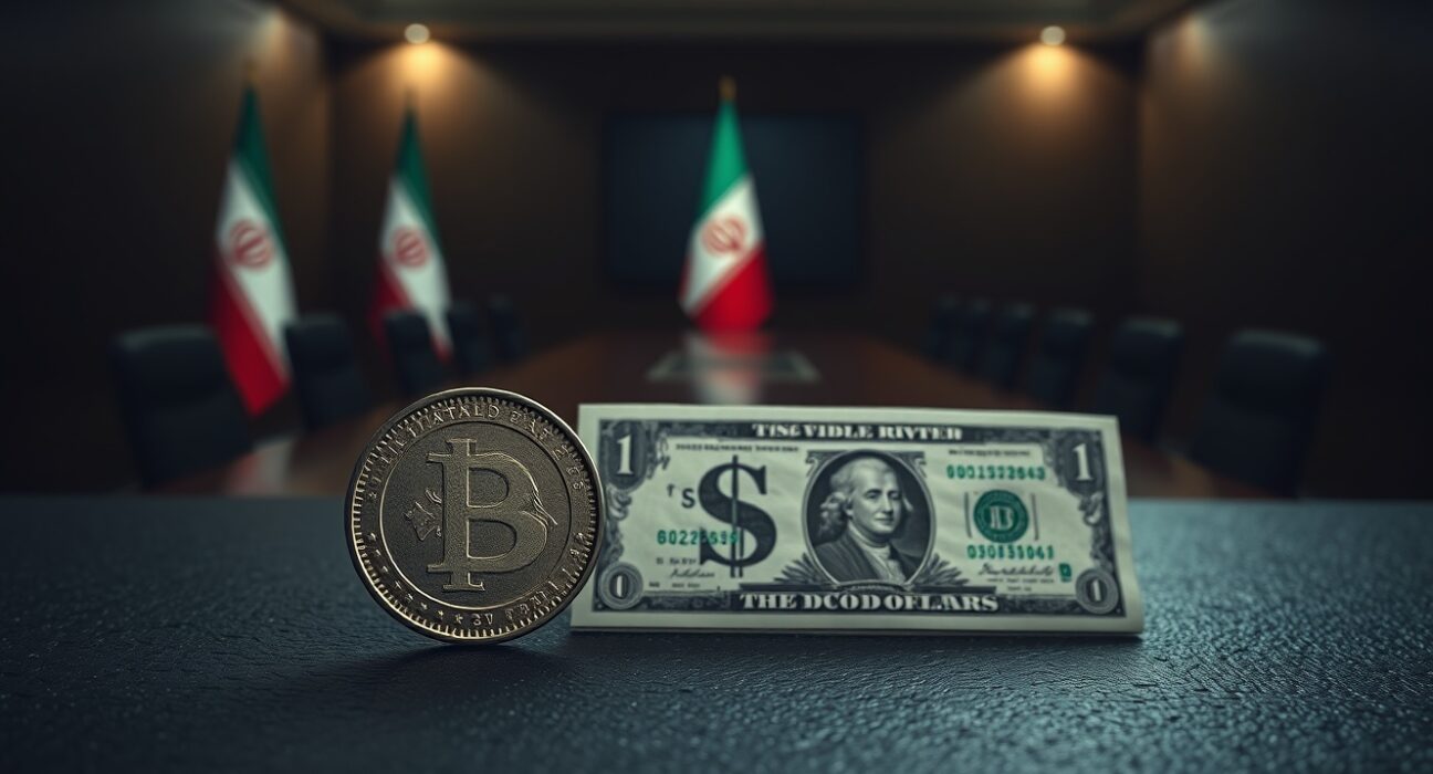 GBP/USD currency pair illustration with stalled Iran talks in the background, reflecting market tension.