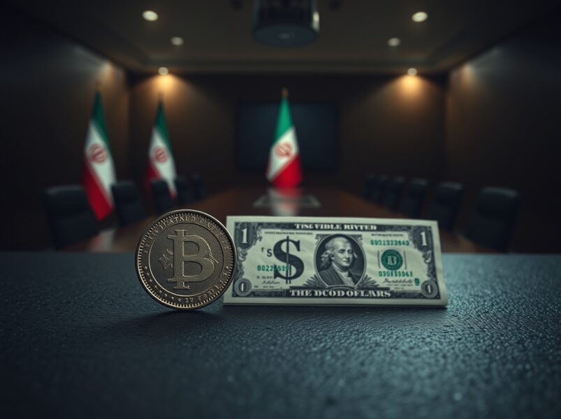 GBP/USD currency pair illustration with stalled Iran talks in the background, reflecting market tension.