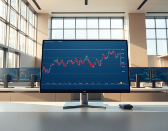 GBP/USD currency pair technical analysis chart showing consolidation pattern on professional trading desk