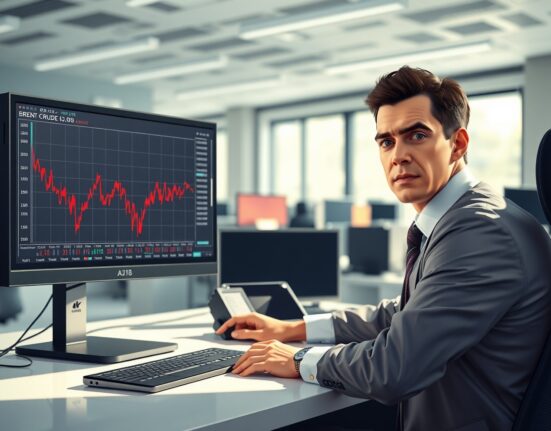 GBP/USD and oil price charts on trading desk showing currency decline amid geopolitical tensions
