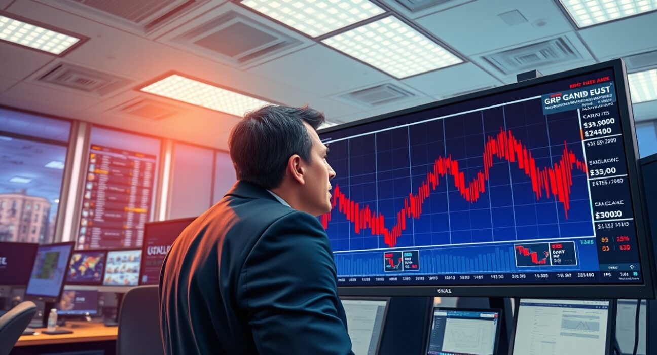 GBP/USD price analysis showing pound decline amid Middle East conflict escalation on trading desk monitors