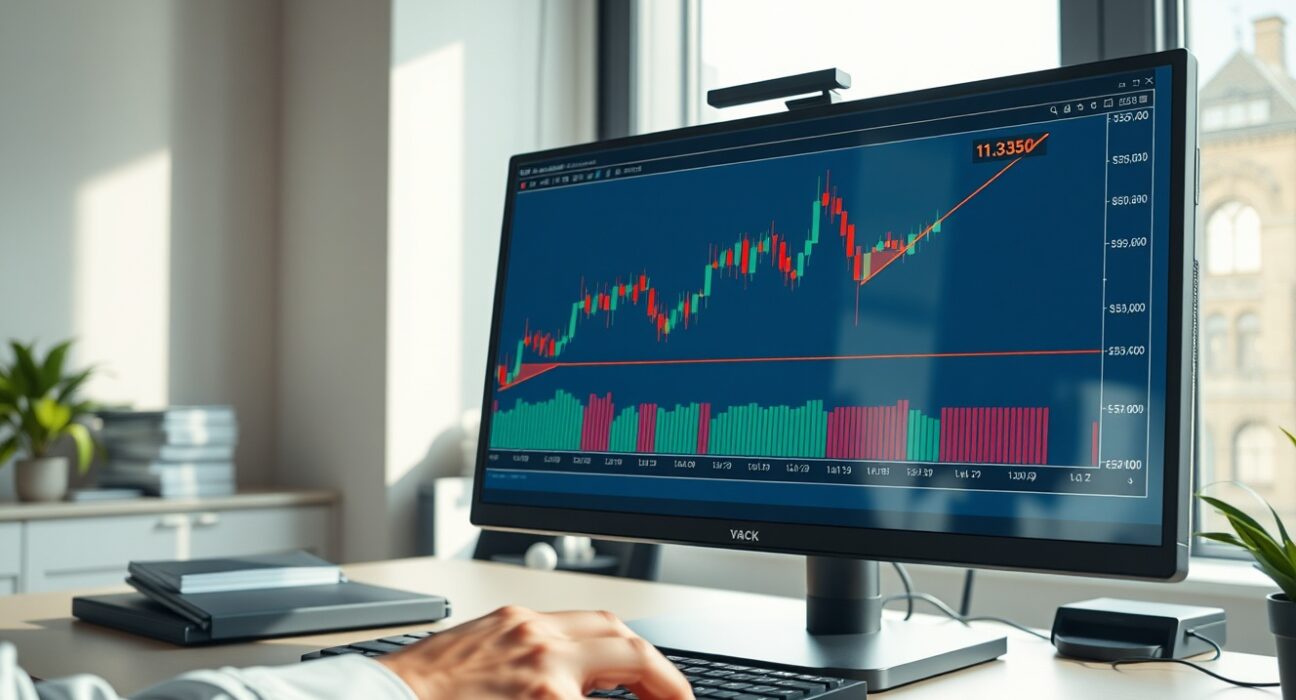 GBP/USD price forecast analysis showing sterling testing the 1.3250 resistance level on trading desk monitor.