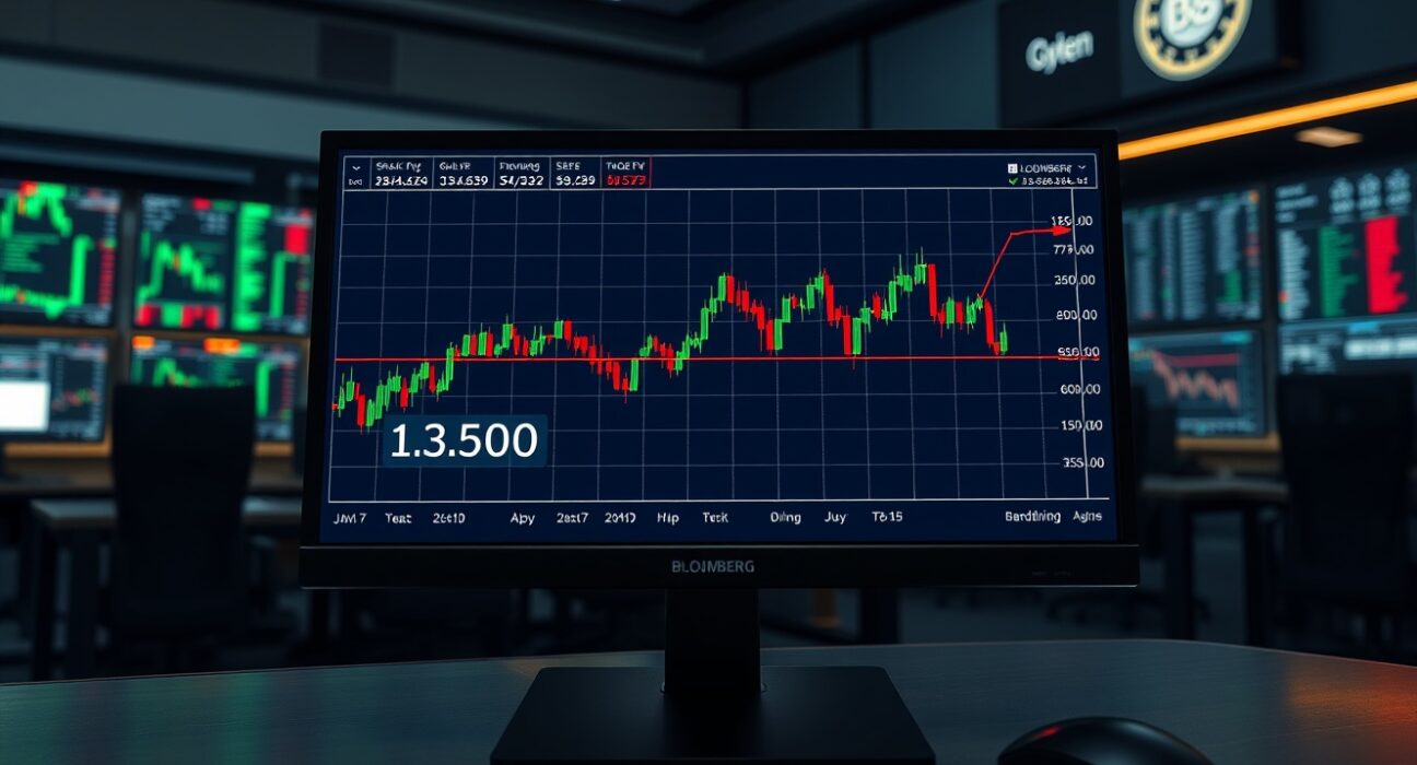 GBP/USD price forecast chart showing nine-day EMA hovering near 1.3500 level on trading terminal