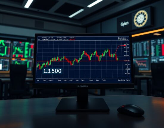 GBP/USD price forecast chart showing nine-day EMA hovering near 1.3500 level on trading terminal