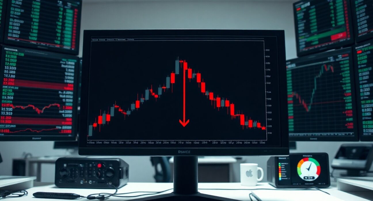 GBP/USD chart showing bearish symmetrical triangle breakdown on trading screen