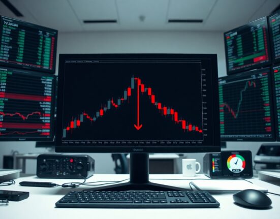 GBP/USD chart showing bearish symmetrical triangle breakdown on trading screen