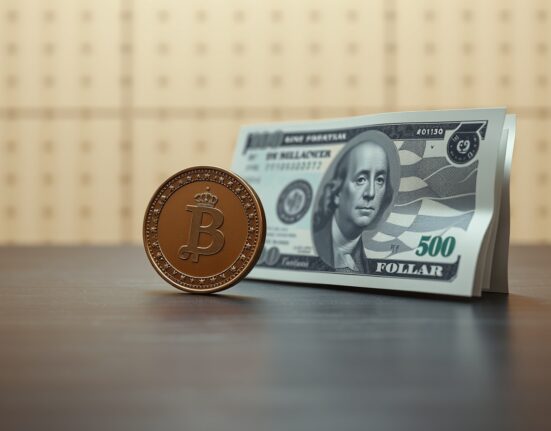 GBP/USD price forecast: A British Pound coin and US Dollar banknote on a desk, representing the currency pair's technical analysis.