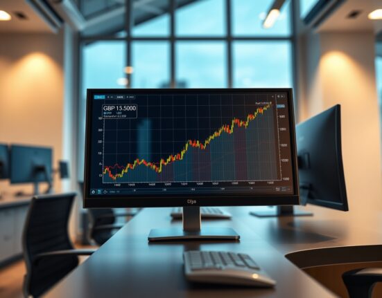 GBP/USD exchange rate chart showing a significant rally above 1.3500 on a financial terminal.
