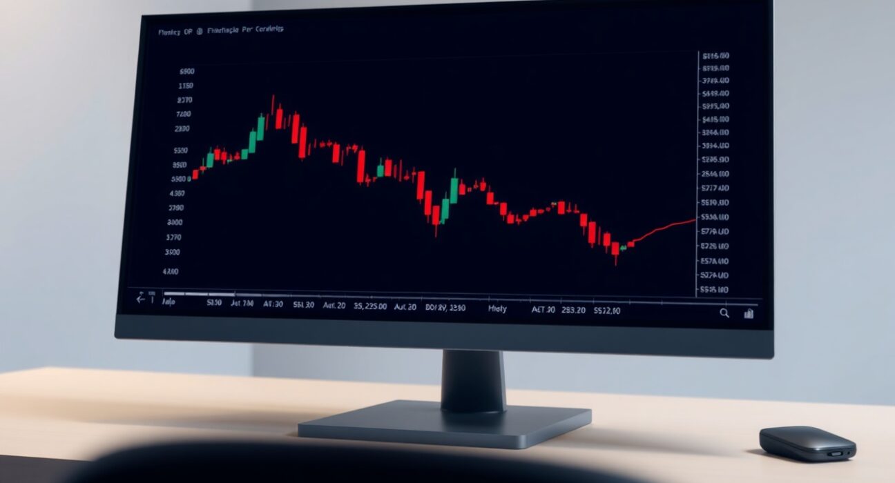 GBP/USD forex chart showing a decline on a trading terminal, reflecting market uncertainty.