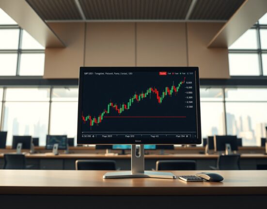 GBP/USD currency pair analysis showing sideways trading pattern on professional forex desk