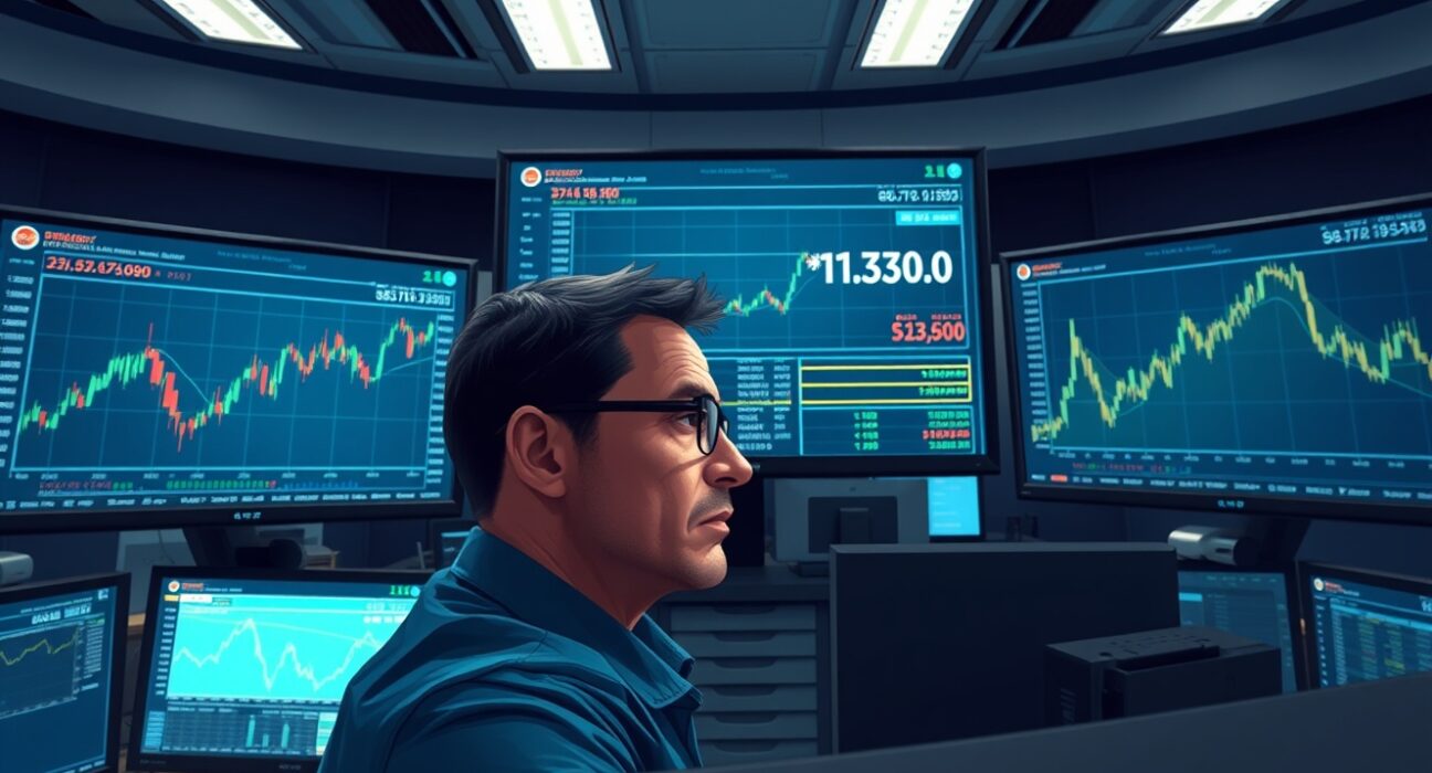 Trader analyzing GBP/USD forex charts and oil price data during market volatility