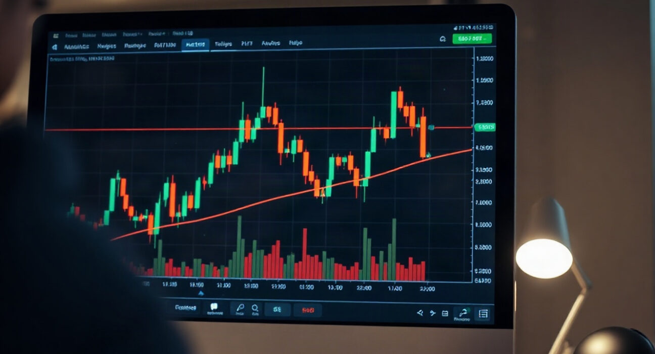 GBP/USD price chart showing the pair trading below the 20-day exponential moving average