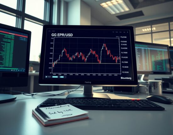 GBP/USD chart on a trading terminal ahead of Federal Reserve and Bank of England policy announcements.
