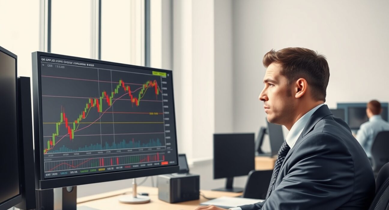 Trader analyzing GBP/USD surge above 1.3300 following Trump's market-moving comments.