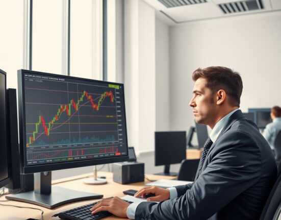 Trader analyzing GBP/USD surge above 1.3300 following Trump's market-moving comments.