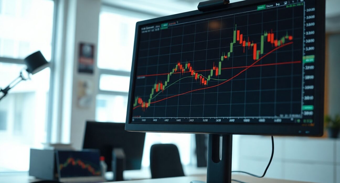 GBP/USD chart showing price falling below the 20-day exponential moving average, indicating bearish technical pressure.