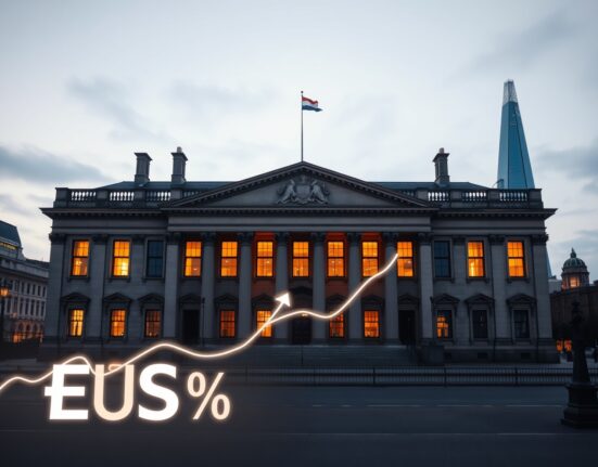 Bank of England building with GBP/USD currency analysis visualization for monetary policy decisions