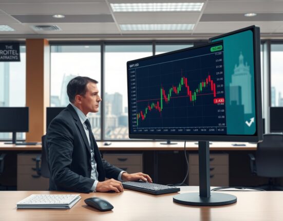 Financial analyst in London reviews GBP/USD chart highlighting the critical 1.3480 price level for forex traders.
