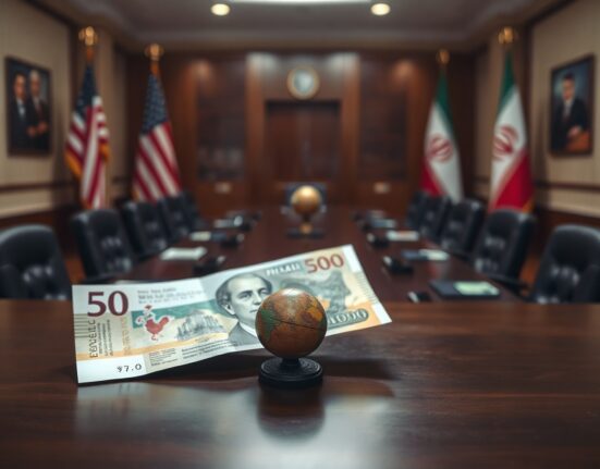 British Pound and US Dollar banknotes with globe and diplomatic setting representing US-Iran peace talks impact on GBP/USD