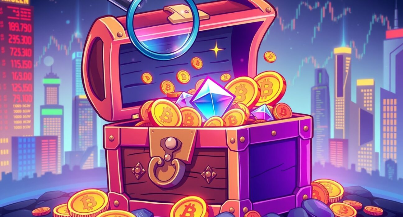 Gemini cryptocurrency exchange hidden gem revealed through treasure chest with digital coins