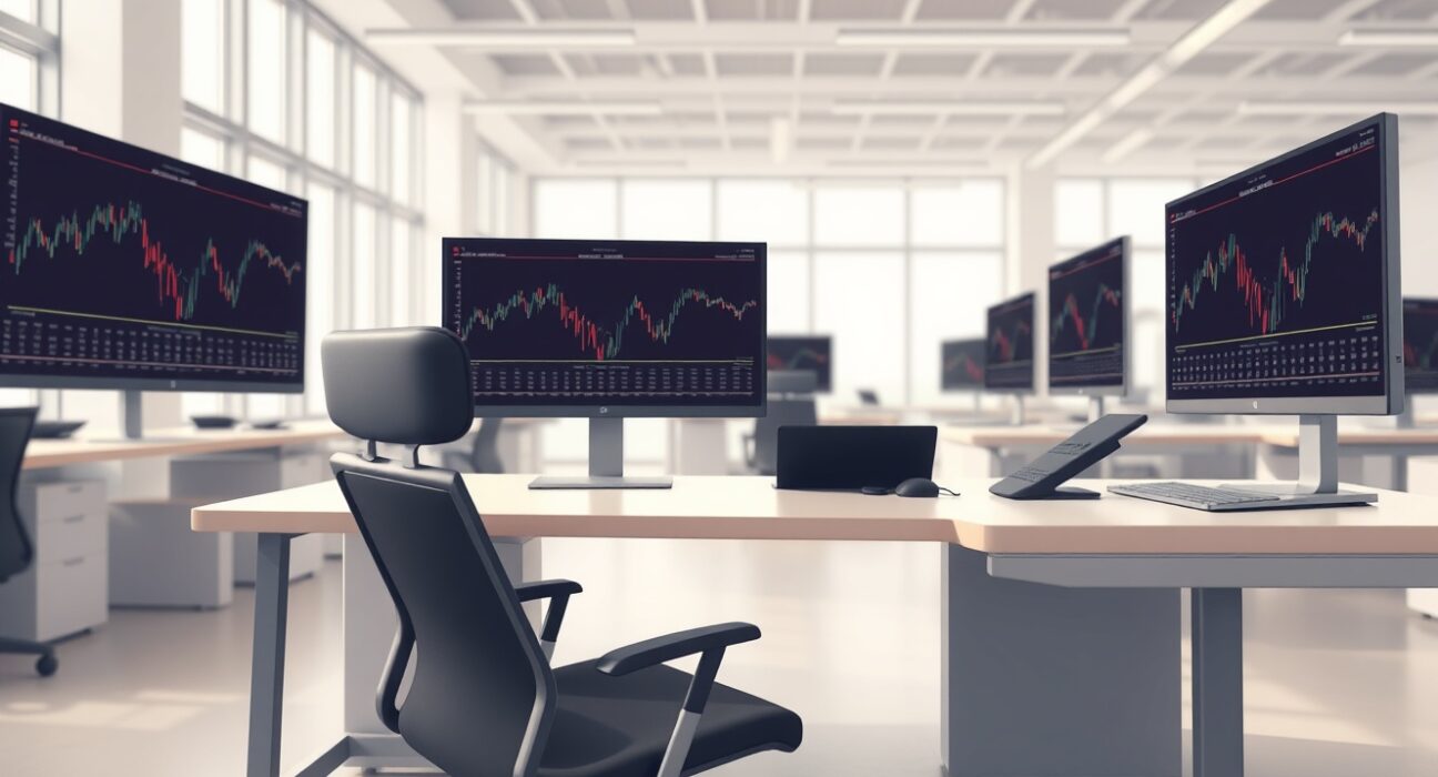 Empty workstation at Gemini cryptocurrency exchange following significant staff layoffs and restructuring.